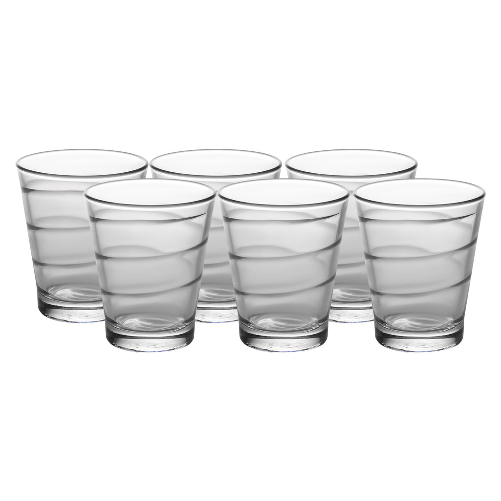 Enhance your drinking experience with this tumbler glass set from the house of Duralex. It features a textured pattern and is blended in a beautiful tone. It is crafted with utmost precision from glass. As it is both hot and cold resistant, it can go straight from the freezer to the microwave. Extremely durable and tempered, the glass is impact and chip resistant. It has a capacity of 300 ml. made in france duralex spirale clear drinking glass used for water whiskey juice tea