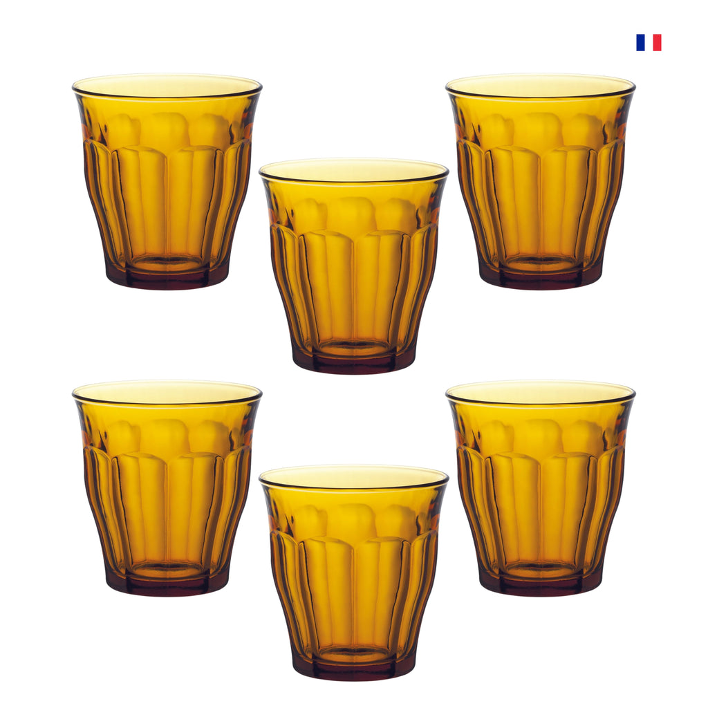 Shop Picardie Amber Tumbler at an affordable price. Get the perfect set of glassware for your home, whether it's whisky, coffee, tea, or juice glasses. Enjoy quality and value with our durable and elegant selection. Duralex Picardie Amber Tumbler/Glass 250ml Set of 6 Pieces