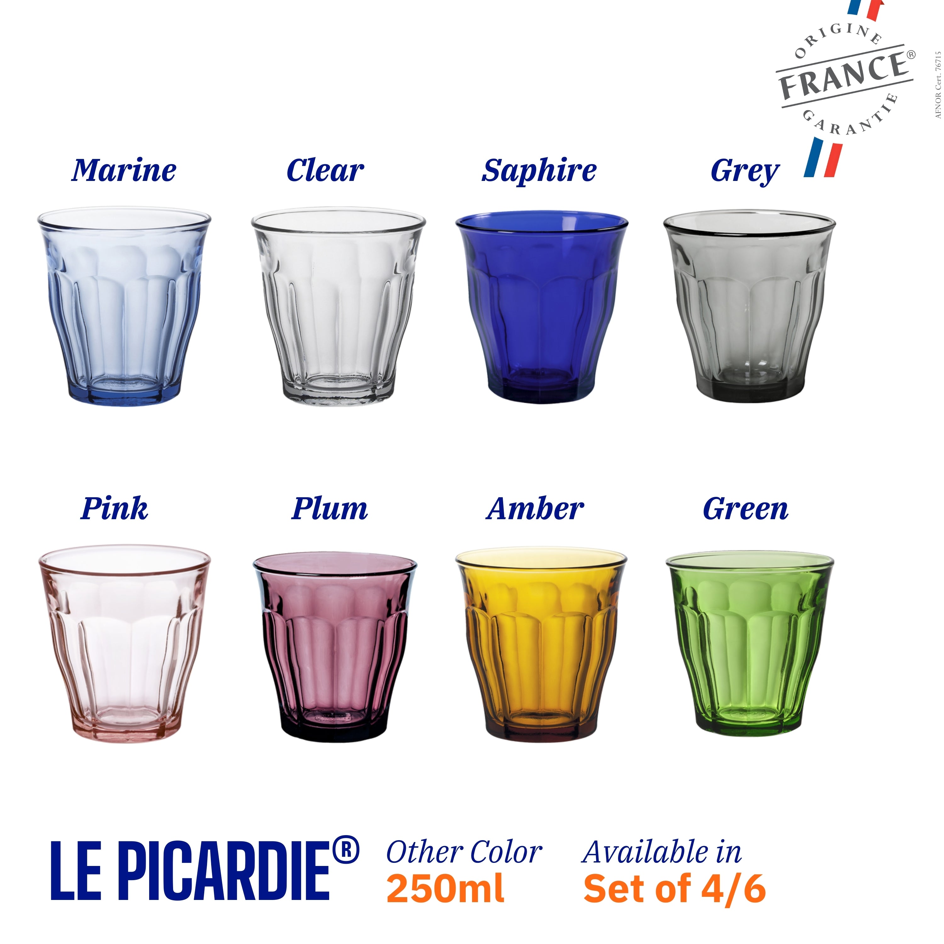 Duralex® Picardie Pink Glasses Tumblers Set of Pieces, 250ml