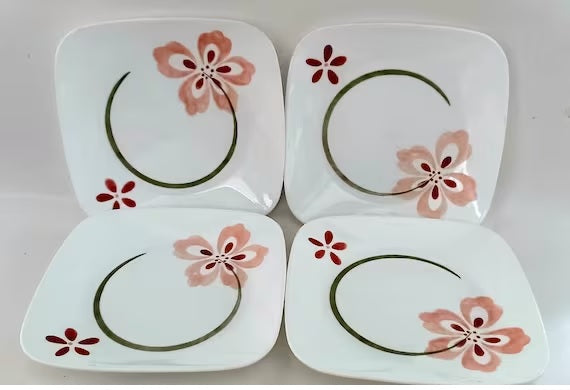 Pretty Pink Glass 21Pcs Square Dinner Set, Multicolor – Home