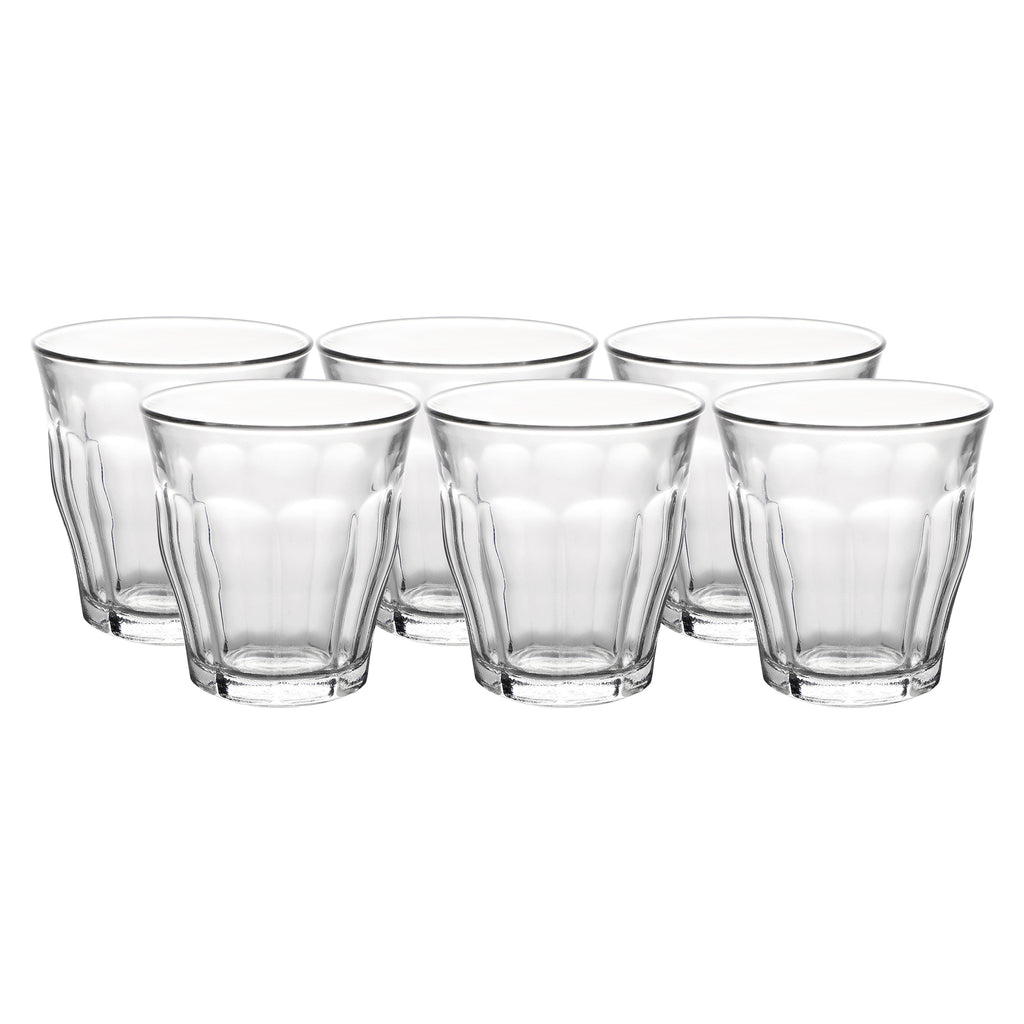 "Duralex Picardie Tumbler/Glass 250 ml Set of 6", "Durable and Stylish Glassware", "Made in France".