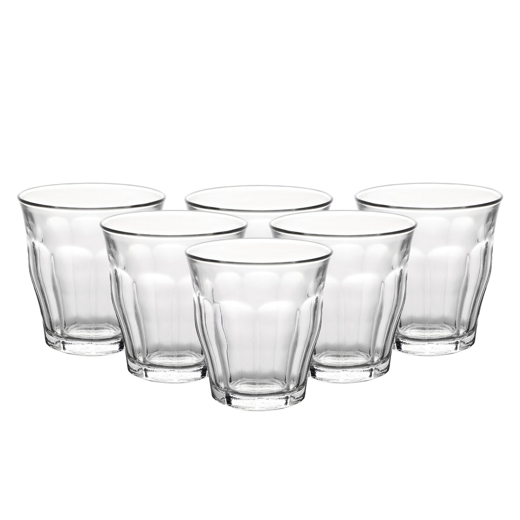 "Duralex Picardie Tumbler/Glass 250 ml Set of 6", "Durable and Stylish Glassware", "Made in France".