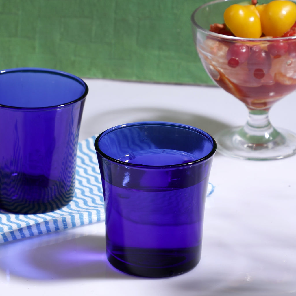 duralex blue drinking glasses