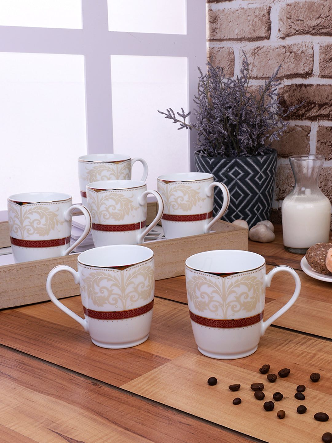 Set Di 6 Tazze Mug In Stoneware H&h Vhera - Design Elegante, 350cc, Lavabili In Lavastoviglie - Foto 11